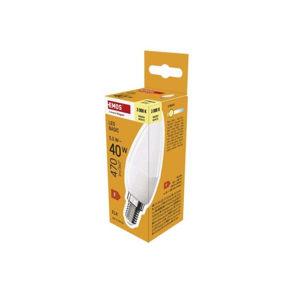 LED izzó Basic gyertya / E14 / 5,5 W (40 W) / 470 lm / Meleg fehér