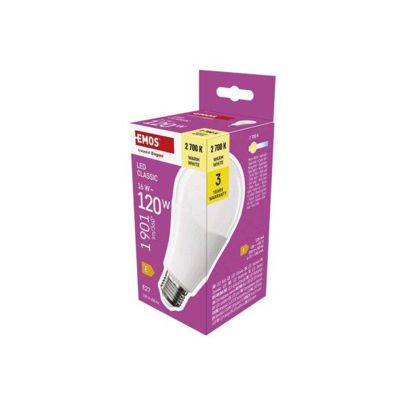 LED izzó Classic A70 / E27 / 16 W (120 W) / 1901 lm / Meleg fehér