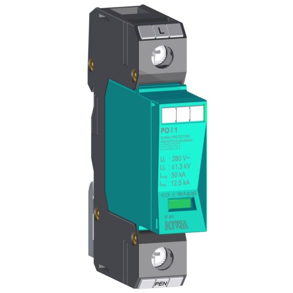 KIWA túlfeszültség levezető PO I 1 280V túlfeszültség levezető 12,5kA T1+T2 (B+C) cikkszám:  81.001