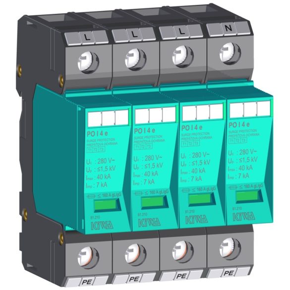 KIWA túlfeszültség levezető PO I eco 4 280V túlfeszültség levezető 7kA T1+T2 (B+C) cikkszám:  81.210