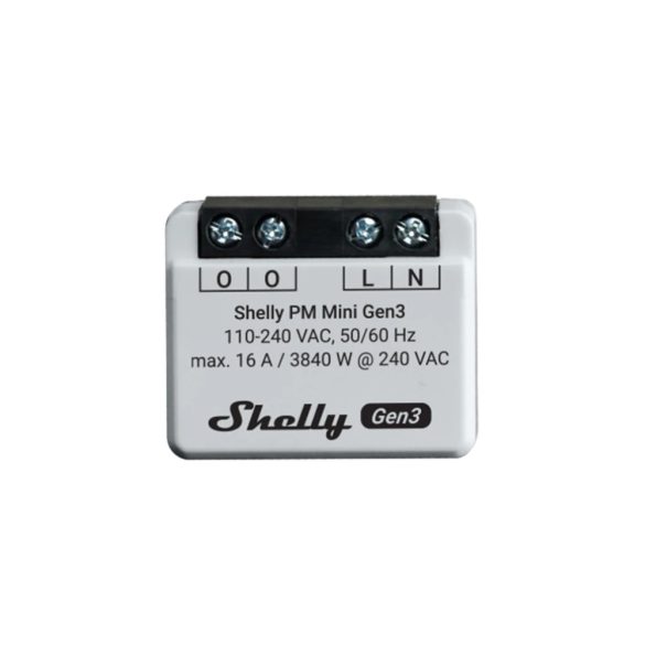 Shelly PM Mini Gen3, WiFi + Bluetooth modul, fogyasztásméréssel