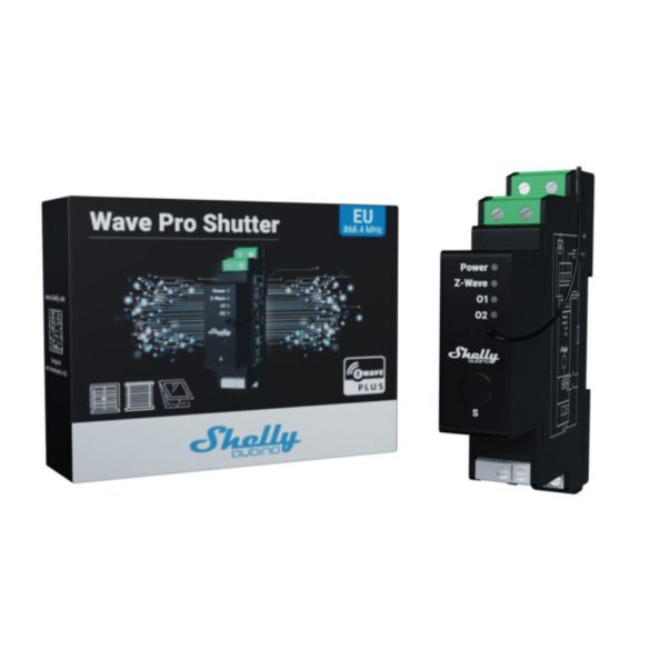 Shelly Wave Pro Shutter DIN-sínre illeszthető, redőny és árnyékoló vezérlő modul, Z-Wave protokoll kompatibilis